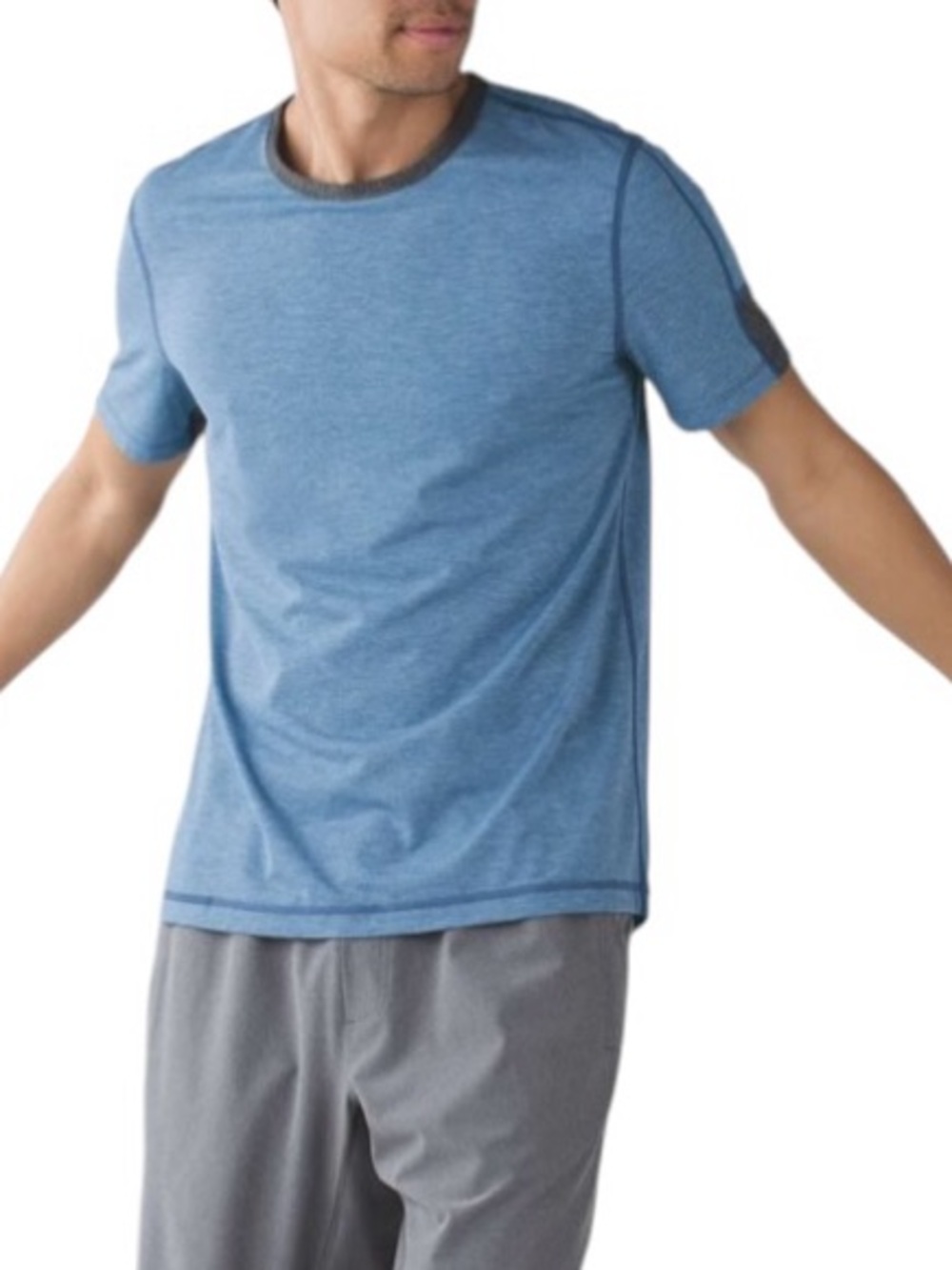 Lululemon Training Short Sleeve Heathered Hawk Blue Size M